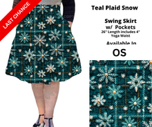 Load image into Gallery viewer, Teal Plaid Snow Swing Skirt