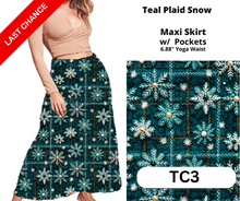 Load image into Gallery viewer, Teal Plaid Snow Maxi Skirt