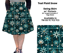 Load image into Gallery viewer, Teal Plaid Snow Swing Skirt