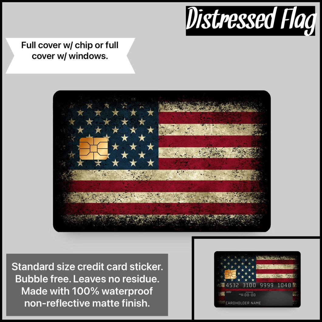 Distressed Flag Credit Card Sticker