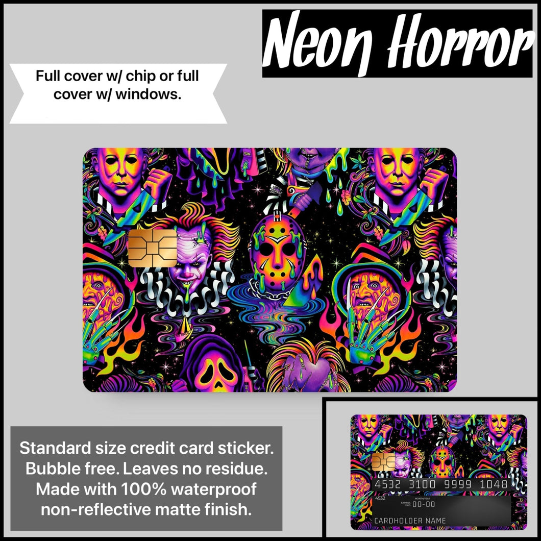 Neon Horror Credit Card Sticker