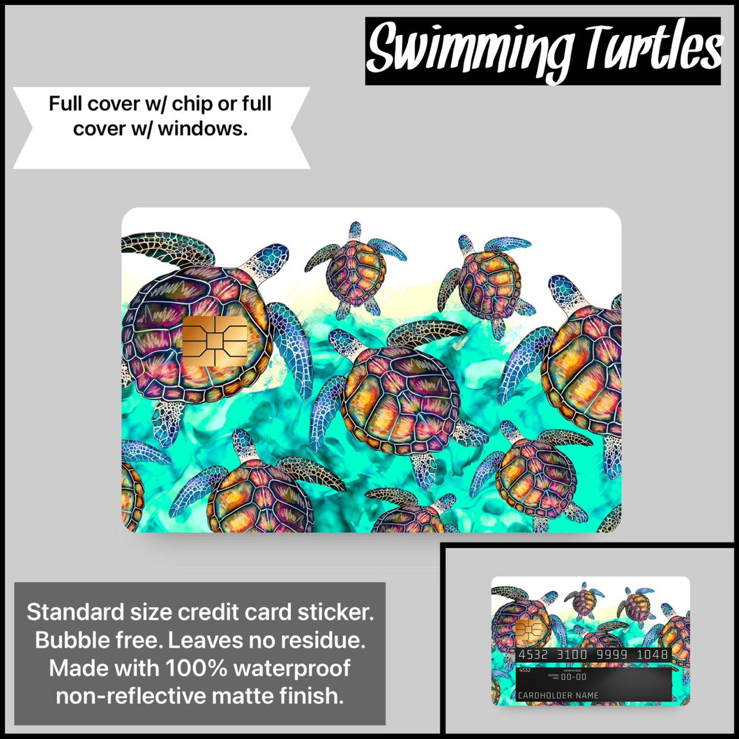 Swimming Turtles Credit Card Sticker