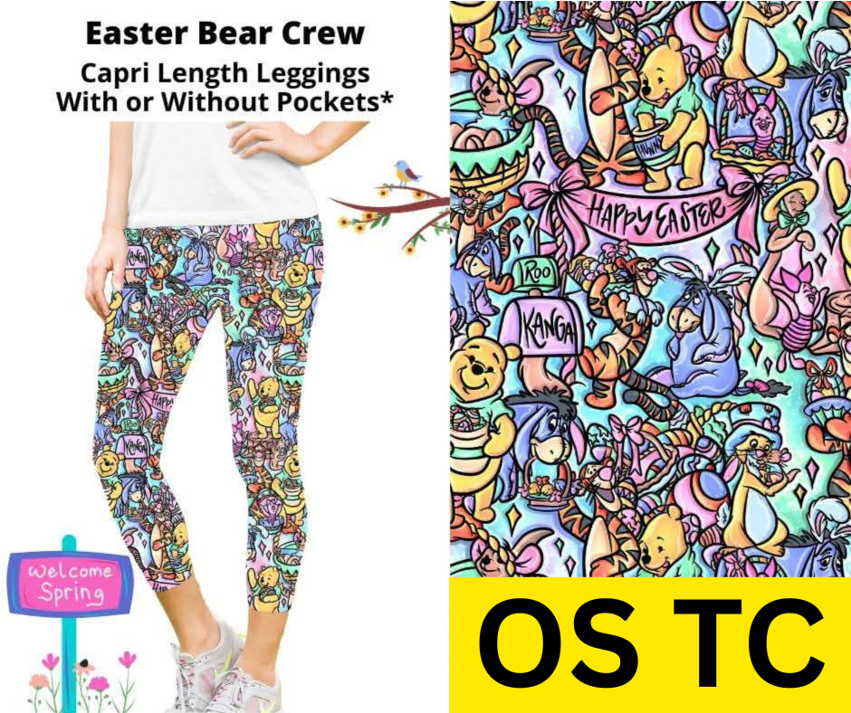 Easter Bear Crew Capri Length Leggings w/ Pockets