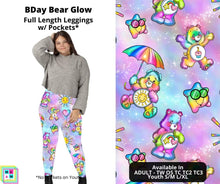 Load image into Gallery viewer, BDay Bear Glow Full Length Leggings w/ Pockets
