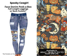 Load image into Gallery viewer, Spooky Cowgirl Faux Denim Full Length Peekaboo Leggings
