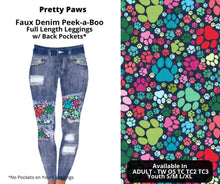 Load image into Gallery viewer, Pretty Paws Faux Denim Full Length Peekaboo Leggings
