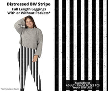 Load image into Gallery viewer, Distressed BW Stripe Full Length Leggings w/ Pockets
