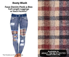 Load image into Gallery viewer, Dusty Blush Faux Denim Full Length Peekaboo Leggings
