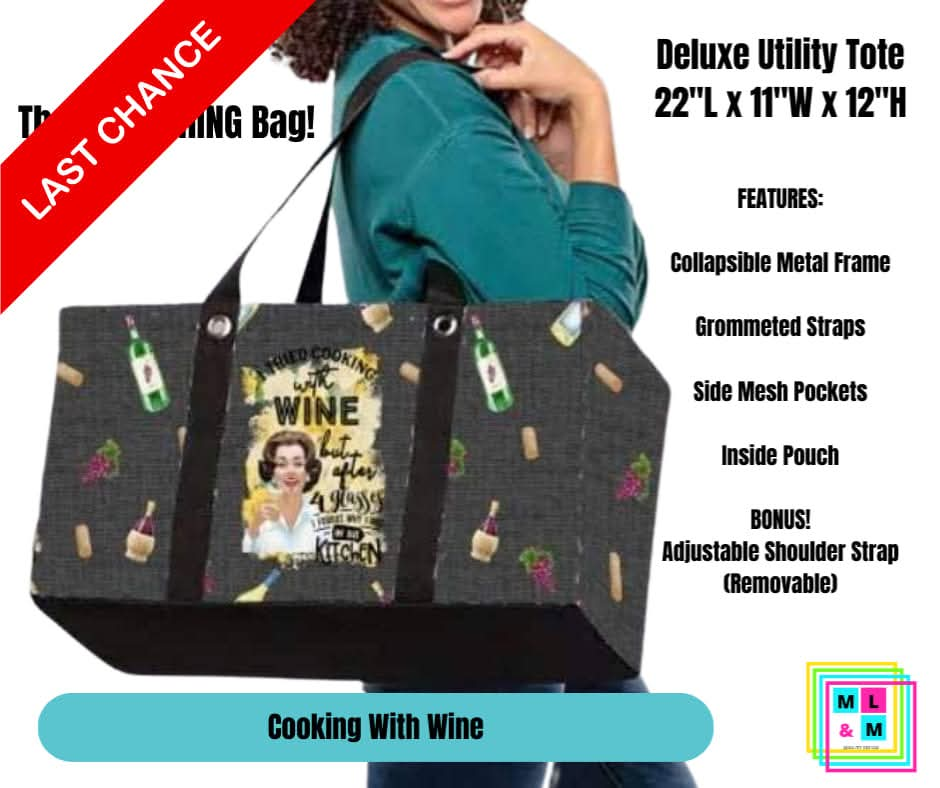 Cooking With Wine Collapsible Tote