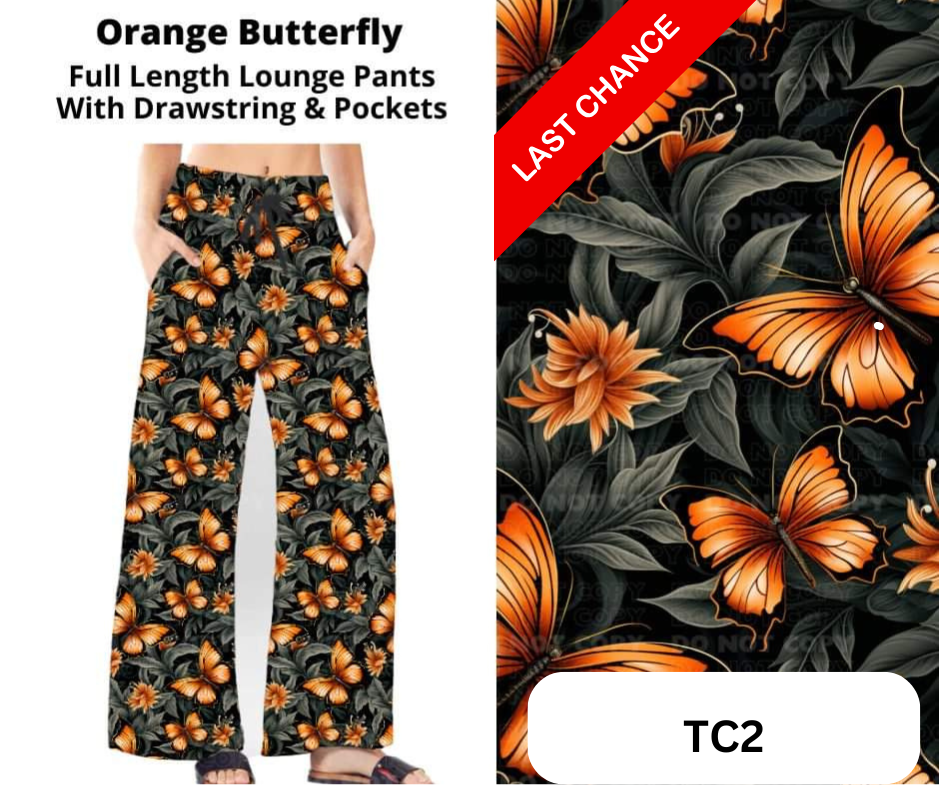 Orange Butterfly Full Length Lounge Pants