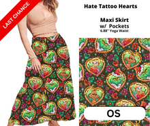 Load image into Gallery viewer, Hate Tattoo Hearts Maxi Skirt
