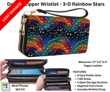 Load image into Gallery viewer, 3-D Rainbow Stars Double Zipper Wristlet
