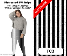 Load image into Gallery viewer, Distressed BW Stripe Full Length Leggings w/ Pockets
