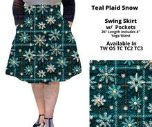 Load image into Gallery viewer, Teal Plaid Snow Swing Skirt
