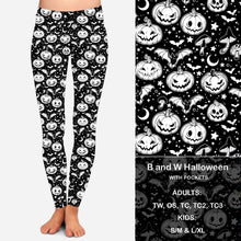 Load image into Gallery viewer, B W Halloween Leggings &amp; Capris with Pockets

