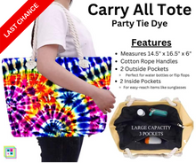 Load image into Gallery viewer, Party Tie Dye Carry All Tote w/ Zipper
