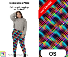 Load image into Gallery viewer, Neon Skies Plaid Full Length Leggings w/ Pockets
