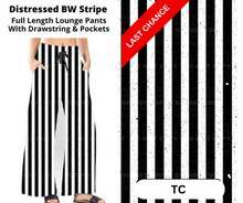 Load image into Gallery viewer, Distressed BW Stripe Full Length Lounge Pants
