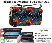 Load image into Gallery viewer, 3-D Rainbow Stars Double Zipper Wristlet
