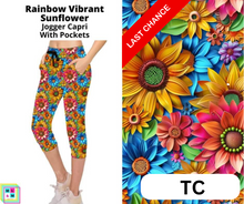 Load image into Gallery viewer, Rainbow Vibrant Sunflower Jogger Capri
