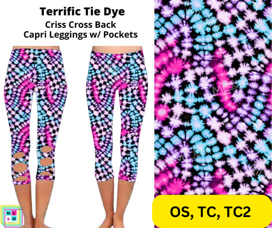 Terrific Tie Dye Criss Cross Capri w/ Pockets