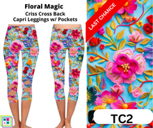 Load image into Gallery viewer, Floral Magic Criss Cross Capri w/ Pockets
