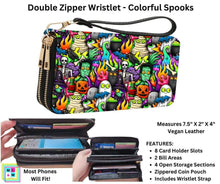 Load image into Gallery viewer, Colorful Spooks Double Zipper Wristlet
