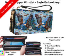 Load image into Gallery viewer, Eagle Embroidery Friends Double Zipper Wristlet
