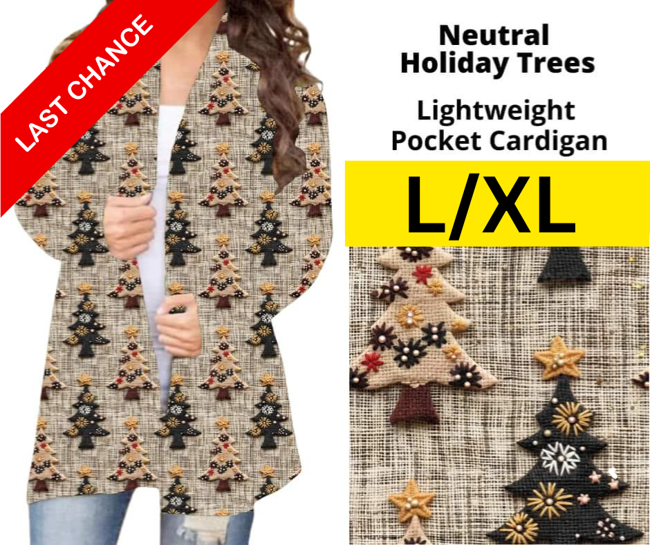 Neutral Holiday Trees Pocket Cardigan