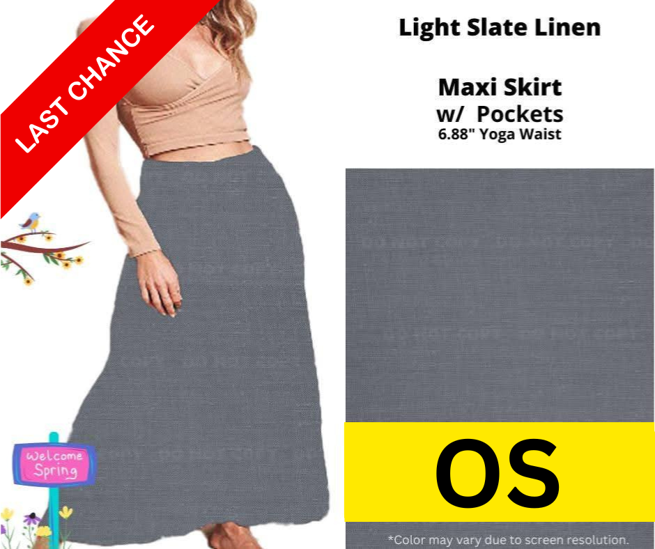 Light Slate Linen Maxi Skirt