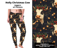 Load image into Gallery viewer, Holly Christmas Cow Joggers
