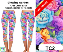 Load image into Gallery viewer, Glowing Garden Criss Cross Capri w/ Pockets
