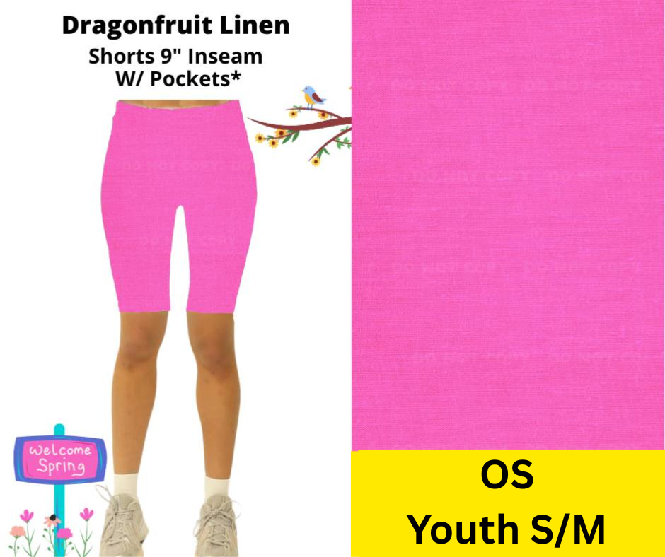 Dragonfruit Linen Jamaica Shorts w/ Pockets