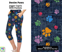 Load image into Gallery viewer, Denim Paws Jogger Capri
