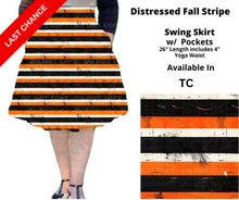 Load image into Gallery viewer, Distressed Fall Stripe Swing Skirt
