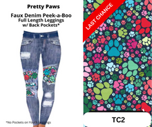 Load image into Gallery viewer, Pretty Paws Faux Denim Full Length Peekaboo Leggings
